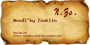 Nováky Zsaklin névjegykártya
